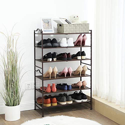 SONGMICS Entryway Shoe Storage Organizer with Metal Frame, 3-tier, Bronze