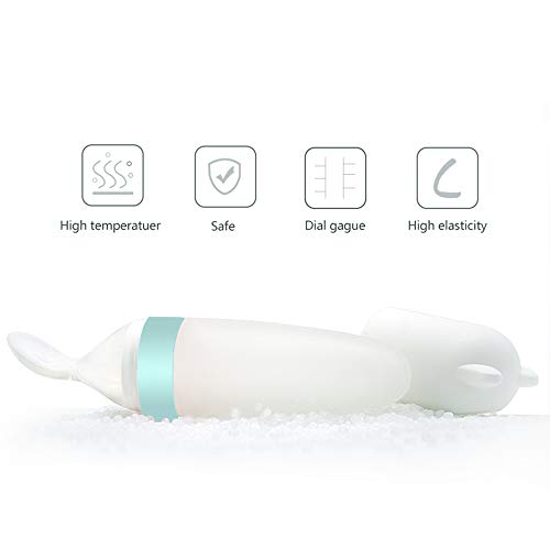 Burabi Silicone Squeeze Feeding Spoon, Baby Food Dispensing Spoon With Dust Cover, BPA Free