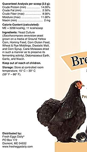 Fresh Eggs Daily Brewer's Yeast with Garlic Powder and Niacin for Ducks Feed Supplement Vitamins for Backyard Chickens 1LB