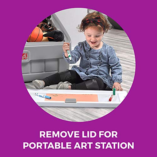 Step2 2-in-1 Toy Box & Art Lid | Plastic Toy & Art Storage Container, Grey