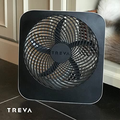 Treva 10-Inch Portable Desktop Battery Fan, Powered by Battery and/or AC Adapter - Air Circulating with 2 Cooling Speeds, With Built In USB Charging Port