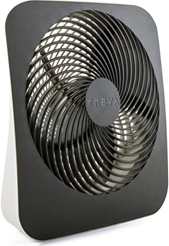 Treva 10-Inch Portable Desktop Battery Fan, Powered by Battery and/or AC Adapter - Air Circulating with 2 Cooling Speeds, With Built In USB Charging Port