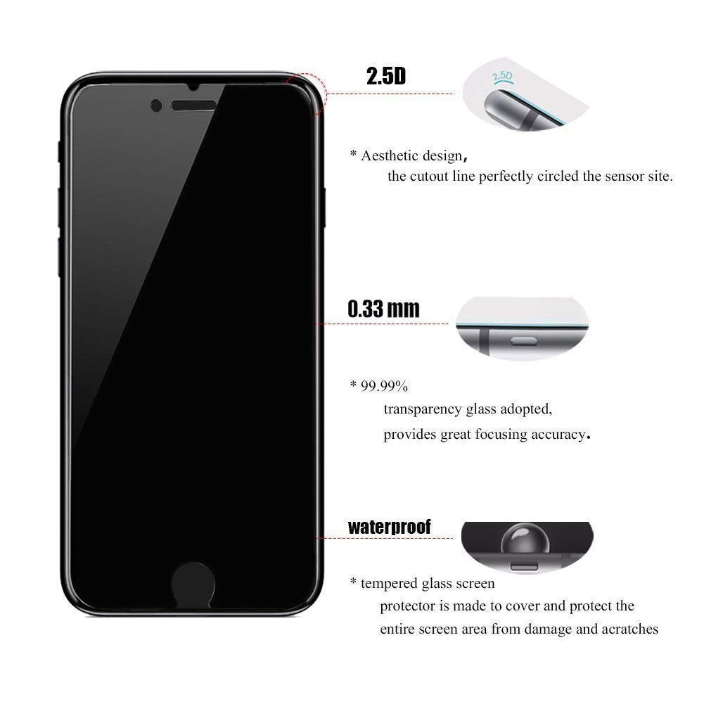 pehael [3-Pack] iPhone 8 Plus iPhone 7 Plus High Definition Privacy Screen Protector, Black Tempered Glass Screen Protector, Easy Install (5.5 inch)