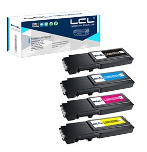 lcl compatible toner cartridge replacement for dell 3840 s3840 s3840cdn 3845 s3845cdn 593-bcbc 1ktwp 593-bcbf g7p4g 593-bcbe c6dn5 593-bcbd xmhgr high yield (4-pack black cyan magenta yellow)