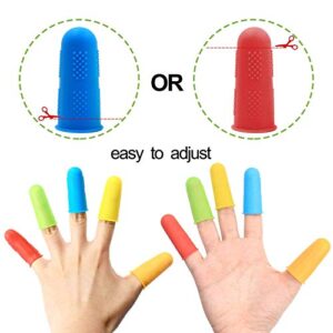 Qulable 10 Pieces Silicone Finger,Finger Protector, Finger Sleeves Great for Glue/Craft/Sewist/Wax/Rosin/Resin/Honey/Adhesives/Finger Cracking/Sport Games (Colors)