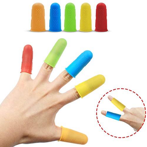 Qulable 10 Pieces Silicone Finger,Finger Protector, Finger Sleeves Great for Glue/Craft/Sewist/Wax/Rosin/Resin/Honey/Adhesives/Finger Cracking/Sport Games (Colors)
