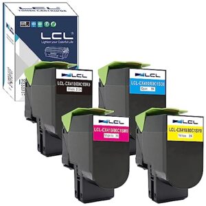 lcl compatible toner cartridge replacement for lexmark 80c1sk0 80c10k0 801sk 801k 80c1sc0 80c10c0 801sc 801c 80c1sm0 80c10m0 801sm 801m 80c1sy0 80c10y0 801sy 801y cx310 cx310n (4-pack k c m y)