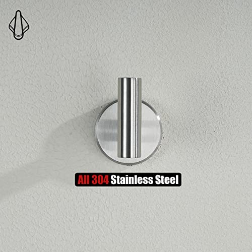 JQK Bathroom Towel Hook Brushed, Coat Robe Clothes Bath Wall Hooks for Kitchen Garage SUS 304 Stainless Steel Thick 0.8mm, 2 Pack Brushed Steel, TH100-BN-P2
