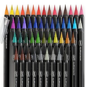 Real Brush Pens Set - 24 Colors Pack Flexible Brush Tip w/ Bonus Color Blender & Drawing Pad - Instant Coloring Drawing Painting Calligraphy Writing Sfumato Ombre - Writes Great On Regular Papers