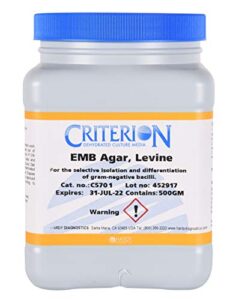 emb agar, levine, criterion dehydrated culture media, 500gm wide-mouth bottle, by hardy diagnostics