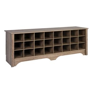 prepac 24 pair shoe storage cubby bench, drifted gray