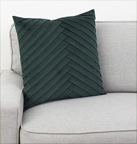 Life is Good James Pleated Velvet Square Throw Pillow, 1 Count (Pack of 1), Green