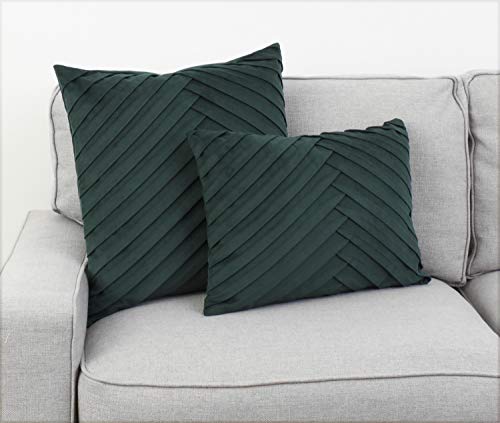 Life is Good James Pleated Velvet Square Throw Pillow, 1 Count (Pack of 1), Green