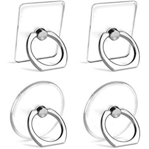 cell phone ring holder stand transparent 4 pack finger grip loop mount 360 degree rotation universal smartphone kickstand compatible with iphone x 8 7 7plus samsung galaxy s7 s8 lg google