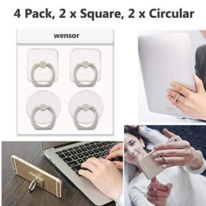 Cell Phone Ring Holder Stand Transparent 4 Pack Finger Grip Loop Mount 360 Degree Rotation Universal Smartphone Kickstand Compatible with iPhone X 8 7 7Plus Samsung Galaxy S7 S8 LG Google