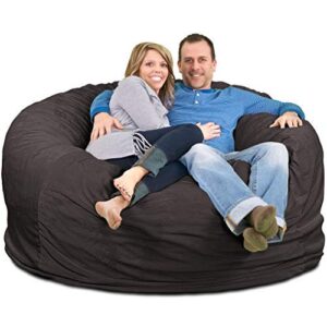 ultimate sack bean bag chairs in multiple sizes and colors: giant foam-filled furniture - machine washable covers, double stitched seams, durable inner liner. (6000, grey suede)
