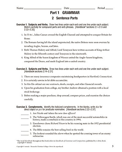 Workbook VI for Handbook of Grammar and Composition - Abeka 12th Grade 12 Highschool English Grammar and Writing Student Work Text