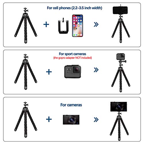 Phone Tripod, Portable Flexible Tripod Adjustable Cell Phone Tripod with Wireless Remote Mini Tripod Stand for iPhone 14 12 11 Pro XS MAX XR,Android Phone Samsung GoPro