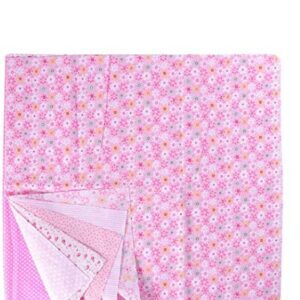 ULTNICE 7pcs Squares Bundle Floral Cotton Craft Fabric for Patchwork DIY Sewing Scrapbooking Quilting (Pink)