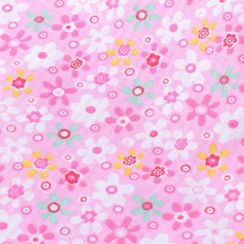 ULTNICE 7pcs Squares Bundle Floral Cotton Craft Fabric for Patchwork DIY Sewing Scrapbooking Quilting (Pink)