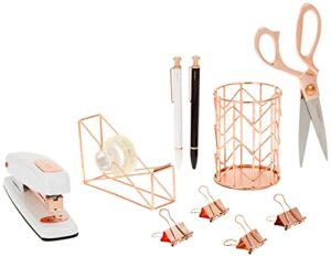 u brands desktop accessory kit, office supplies set, wire metal, rose gold, 10-pieces