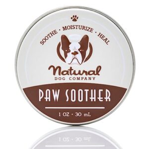 natural dog company paw soother balm, 1 oz. tin, dog paw cream and lotion, moisturizes & soothes irritated paws & elbows, protects from cracks & wounds