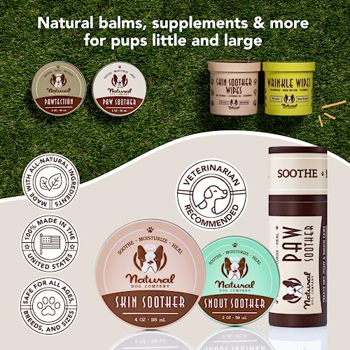 Natural Dog Company Paw Soother Balm, 1 oz. Tin, Dog Paw Cream and Lotion, Moisturizes & Soothes Irritated Paws & Elbows, Protects from Cracks & Wounds