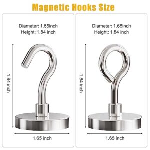 GREATMAG Magnetic Hooks, 160 lbs Heavy Duty Magnet Hooks with Extra 6 Eyebolt Hooks, Neodymium Magnet Hook for Hanging, Cruise Cabins, Kitchen, Pack of 6