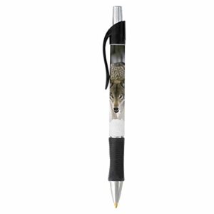 wolf face pen - black or blue writing ink - wildlife animal nature design - stationery gift - office business school supplies (black ink)
