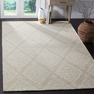 safavieh micro-loop collection accent rug - 4' x 6', beige, handmade trellis wool, ideal for high traffic areas in entryway, living room, bedroom (mlp210b)