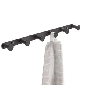 bigbig home black towel hook, bathroom wall hook rack with 6 hooks matte bedroom coat hook kitchen robe hanger wall mount