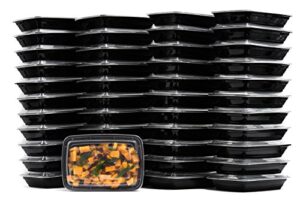 38 oz reusable food storage 150 pack containers with lids by ecoquality – rectangular bpa free freezer, microwave & dishwasher safe – airtight & watertight stackable, lunch meal prep, to-go, bento box