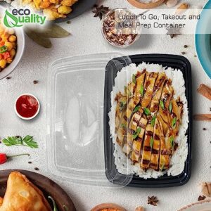 38 oz Reusable Food Storage 150 Pack Containers with Lids by EcoQuality – Rectangular BPA Free Freezer, Microwave & Dishwasher Safe – Airtight & Watertight Stackable, Lunch Meal Prep, To-Go, Bento Box