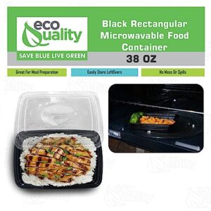 38 oz Reusable Food Storage 150 Pack Containers with Lids by EcoQuality – Rectangular BPA Free Freezer, Microwave & Dishwasher Safe – Airtight & Watertight Stackable, Lunch Meal Prep, To-Go, Bento Box