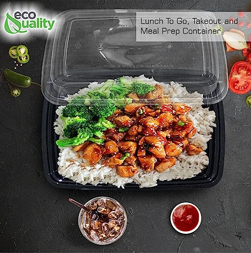 32 oz Reusable Food Storage 10 Pack Containers with Lids by EcoQuality – Rectangular BPA Free Freezer, Microwave & Dishwasher Safe – Airtight & Watertight Stackable, Lunch Meal Prep, To-Go, Bento Box