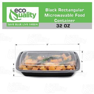 32 oz Reusable Food Storage 10 Pack Containers with Lids by EcoQuality – Rectangular BPA Free Freezer, Microwave & Dishwasher Safe – Airtight & Watertight Stackable, Lunch Meal Prep, To-Go, Bento Box