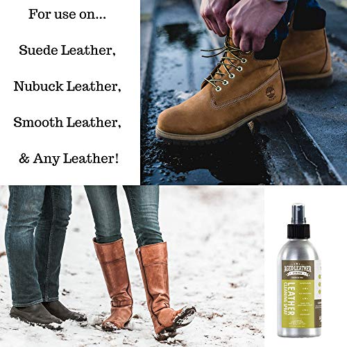 Aged Leather Pros pH Balanced Leather Cleaner (8 oz) for Suede, Nubuck, and Any Leather | Protects Purses, Shoes, Jackets, Couches, Auto Interior, Saddles and Much More