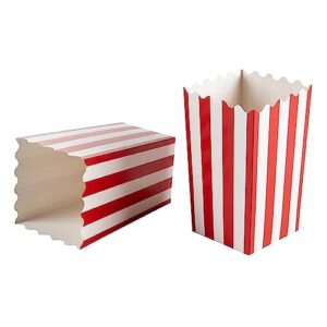 100 Pack Paper Popcorn Boxes for Movie Night and Birthday Party Supplies, Red & White, 5.5 in