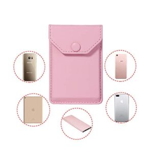 Adhesive Phone Wallet & RFID Blocking Sleeve, YUNCE Cell Phone slim Leather Wallet, Pink Stick On Card holder Universally fits most Cell Phones &Cases, Credit Card Holder Pocket Wallet for Women Girls