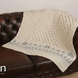 Irish Blanket 100% Merino Wool Throw Honeycomb Knit Couch Sofa Made in Ireland 42" x 62"