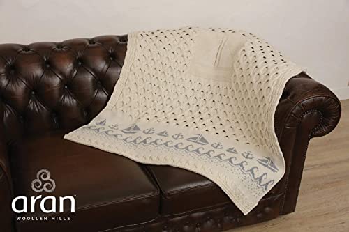 Irish Blanket 100% Merino Wool Throw Honeycomb Knit Couch Sofa Made in Ireland 42" x 62"