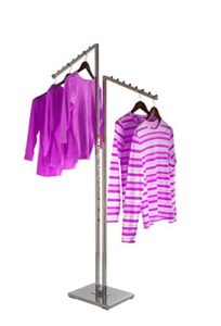 only garment racks - clothing rack - heavy duty polished chrome finish clothing rack - 2 way clothes rack, adjustable height garment rack with waterfall arms, perfect for retail clothing store display