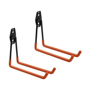 winsoon heavy duty double utility garage hooks wall mount hook set tool tack storage (2 x large u shape, orange)