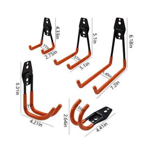 WINSOON Heavy Duty Double Utility Garage Hooks Wall Mount Hook Set Tool Tack Storage (2 x Large U Shape, Orange)