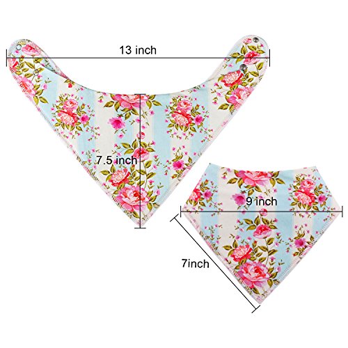 upsimples 10-Pack Baby Bandana Bibs Baby Girl Bibs for Drooling and Teething, Super Absorbent Bibs - Blossom Set