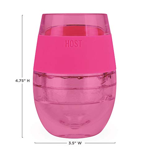 Host Cooling Cup Set of 1 Plastic Double Wall Insulated Freezable Drink Chilling Tumbler with Freezing Gel, Wine Glasses for Red and White Wine, 8.5 oz, Translucent Magenta
