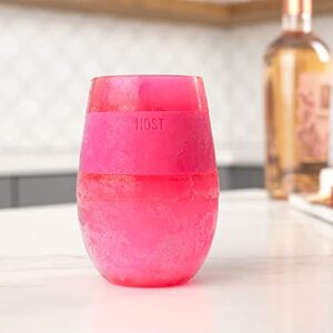 Host Cooling Cup Set of 1 Plastic Double Wall Insulated Freezable Drink Chilling Tumbler with Freezing Gel, Wine Glasses for Red and White Wine, 8.5 oz, Translucent Magenta