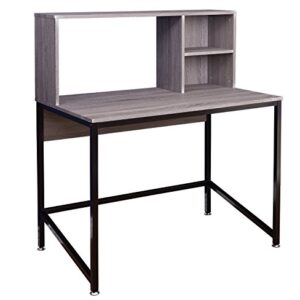 Target Marketing Systems Porter Computer Desks, Modern Writing Desktop with Hutch and 2-Open Shelves, Working Table for Home, Office, Bedroom and Study, 39.4", Gray Finish