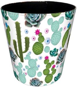hmane wastebasket, 4.5l british style trash bin household uncovered garbage can wastebasket - (cactus-1 pattern)