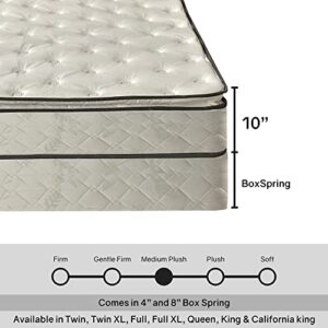 Mattress Solution 10-Inch Medium Plush Pillowtop Innerspring 8" Split Wood Box Spring for Mattress, Twin XL, Beige